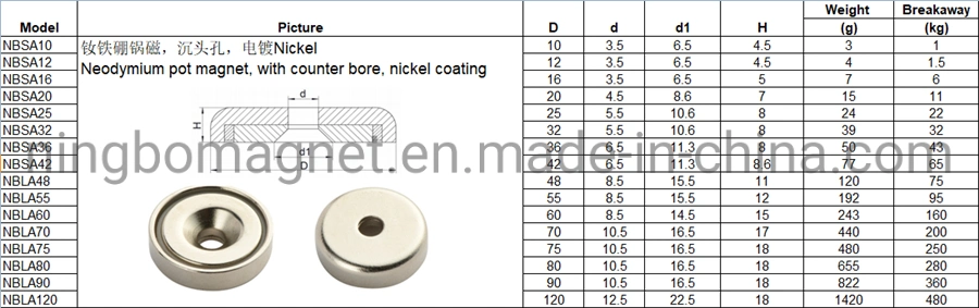 Neodymium Magnetic Hook Pot NdFeB Magnet with Counter Bore Type a